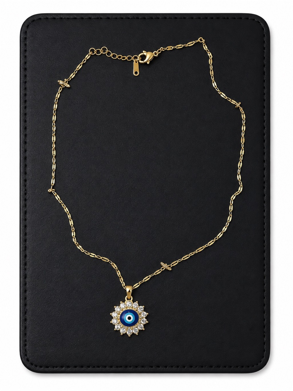 Gold Evil Eye Pendant Necklace with Blue Center - Women's Jewelry